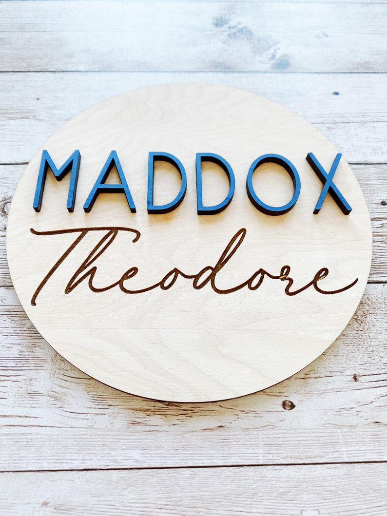 Boho Baby Name Round/wood Baby Name Sign/ 3D Baby Name Circle/ Etsy