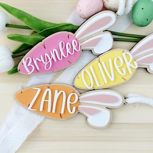 Personalized Easter Basket Tag: Custom Carrot & Bunny Spring Decor