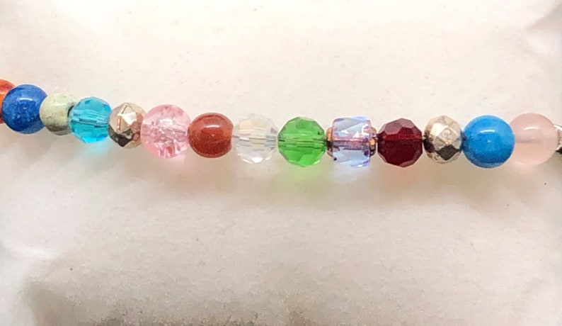 and Square Gemstone Beads and Crystals and a Magnetic Clasp Bracelet of Round Faceted