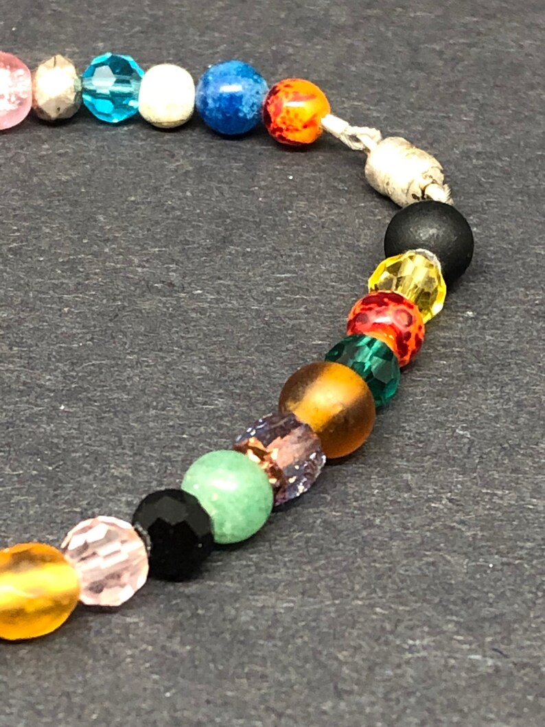 and Square Gemstone Beads and Crystals and a Magnetic Clasp Bracelet of Round Faceted