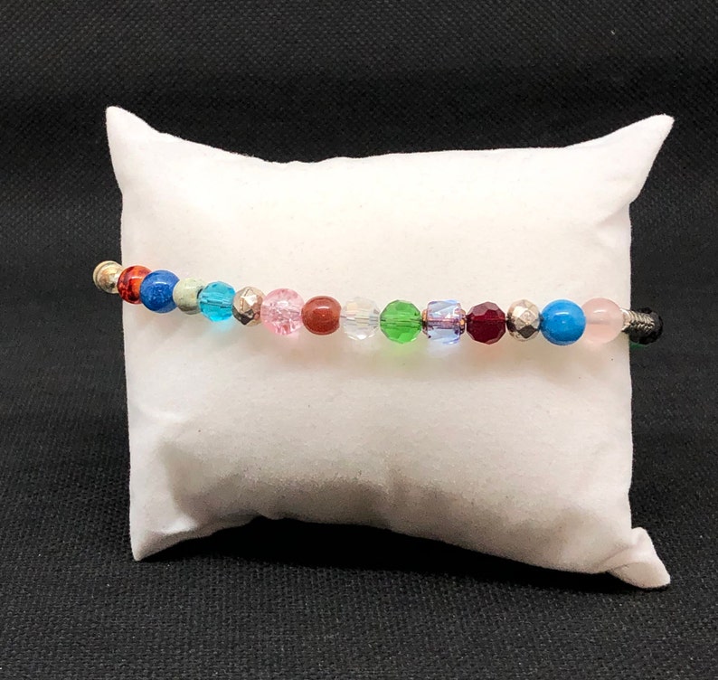 and Square Gemstone Beads and Crystals and a Magnetic Clasp Bracelet of Round Faceted