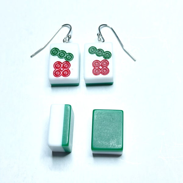 Linked Mahjong Tile Earrings in Light Pink main image 1