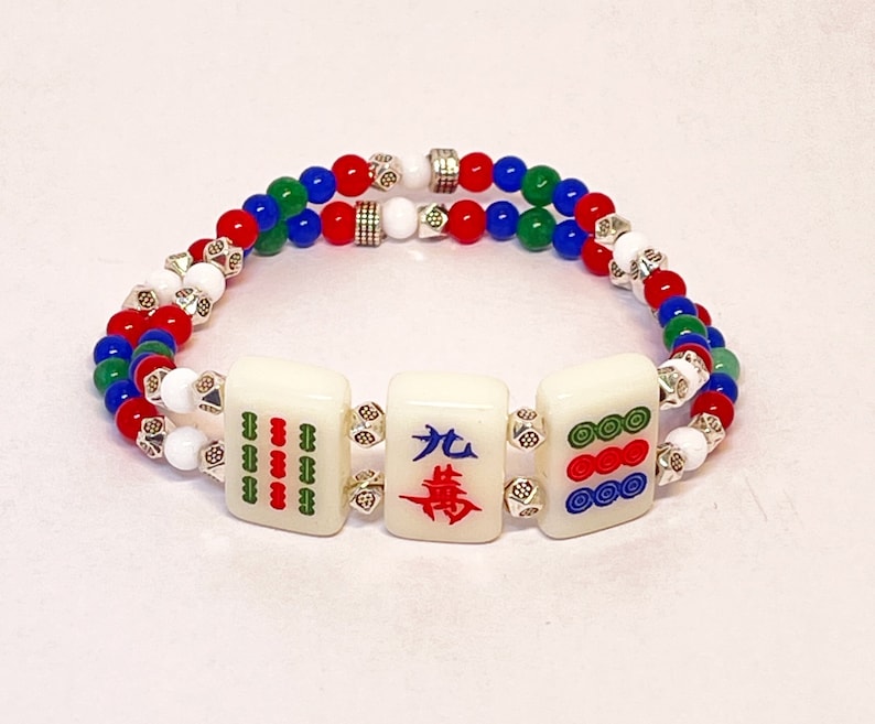 Double Row Stretch Bracelet Mini Miniature Mahjong, Mahjongg, Mah Jongg ...