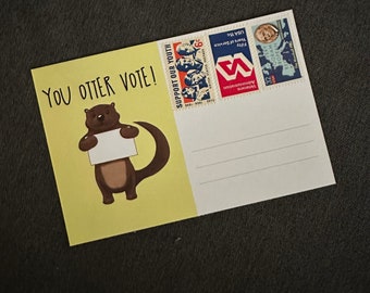 Stamps affixed: 100 Postcards to Voters You Otter Vote