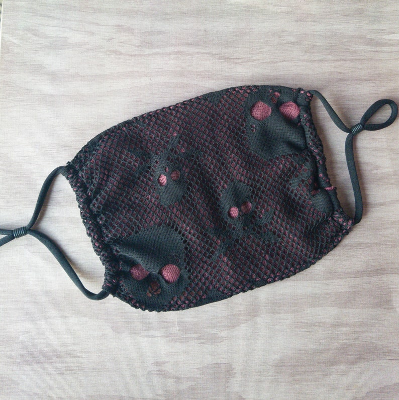 Black skull mesh with burgundy 10 grade cheesecloth mask with Etsy