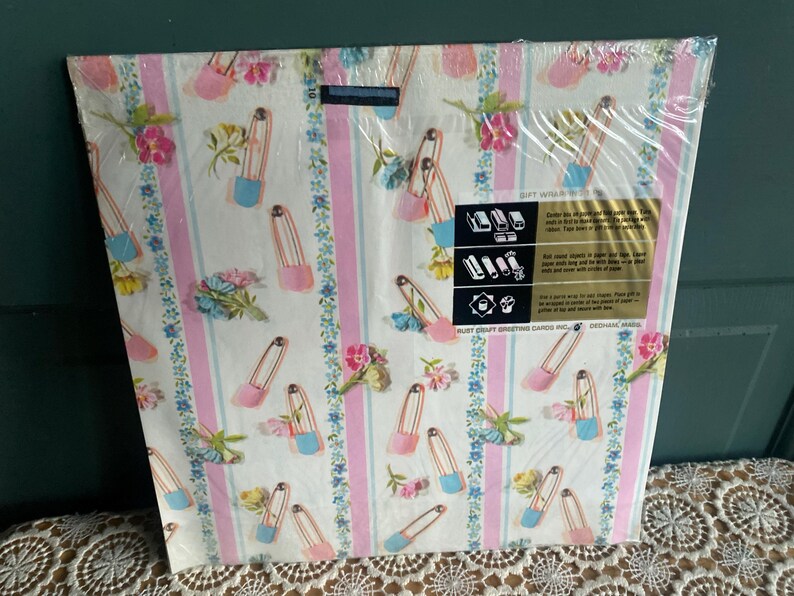 Rust Wrapping Paper Vintage Rust Craft Wrapping Paper Baby Shower Themed Pink and Blue ...