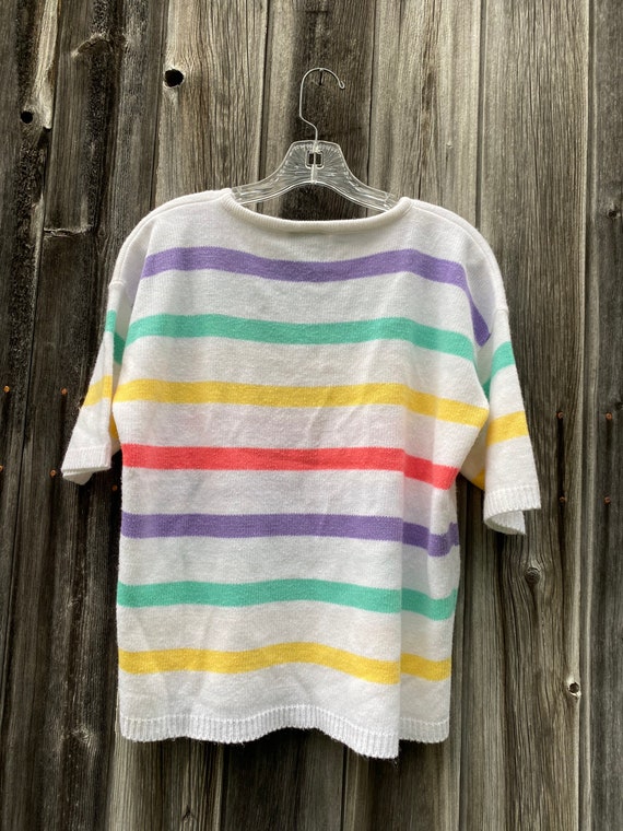 1980s 1990s Petite Pastel Rainbow White Vintage S… - image 3