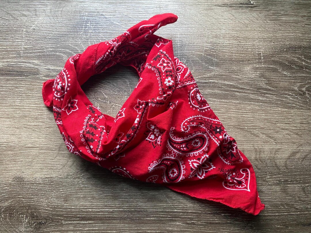 Vintage Red Bandana Rectangular - Fast Color Trunk up Elephant 100% ...