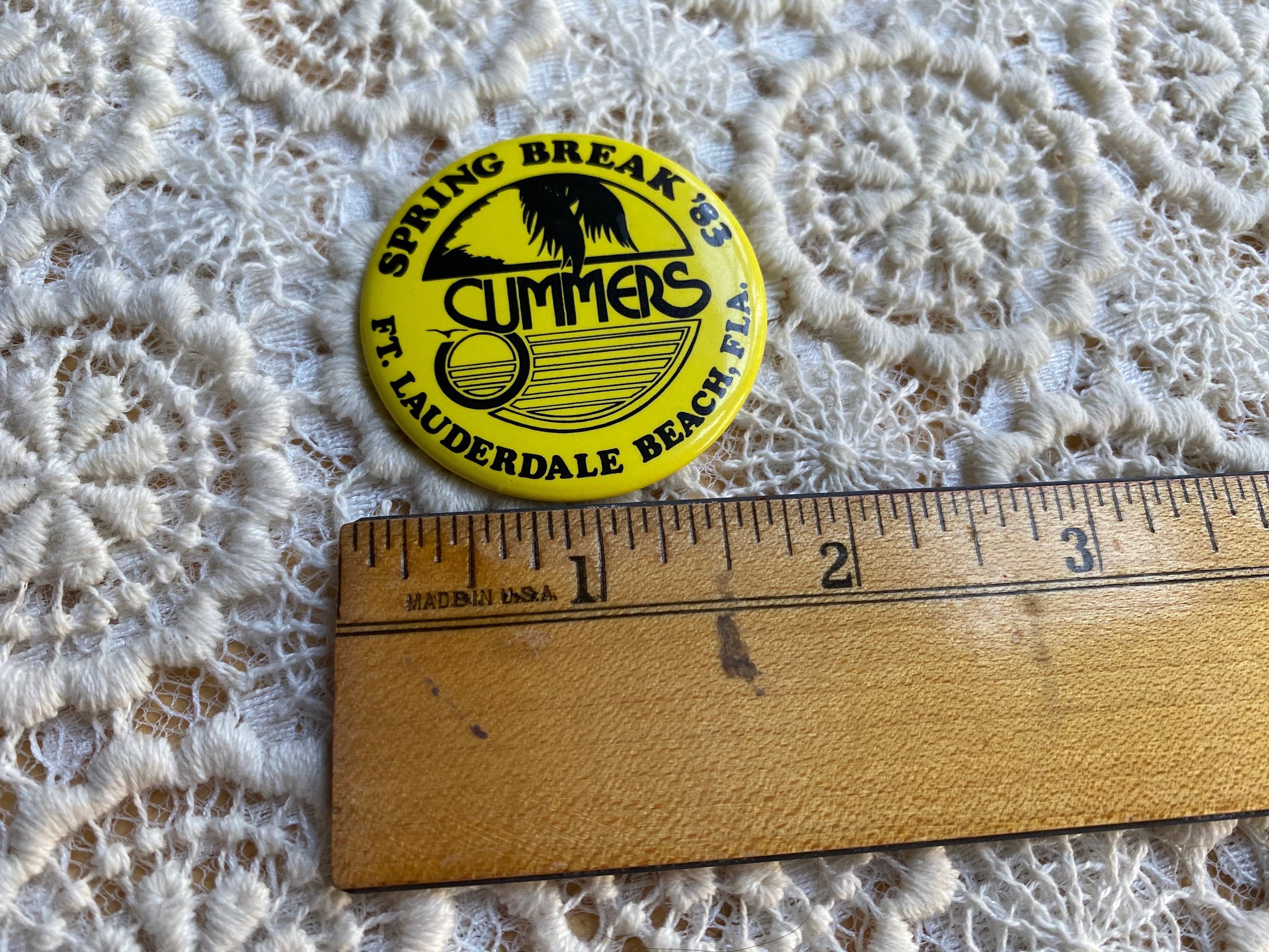 1980s Yellow Spring Break Button | 1983 Ft Lauderdale Beach Florida ...