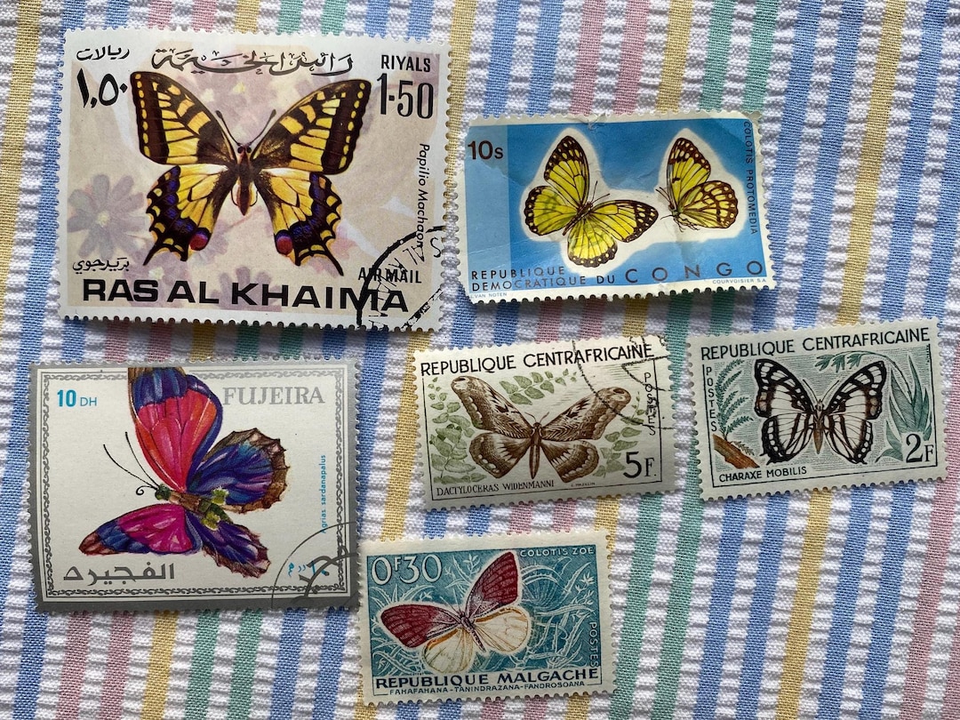 Lot of Vintage Butterfly Themed Stamps | Stamp Collecting, Instant ...