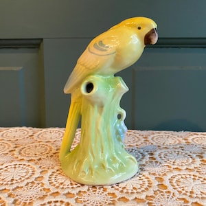 Vintage Yellow Parakeet Bird Ceramic Knick Knack Figurine Colorful