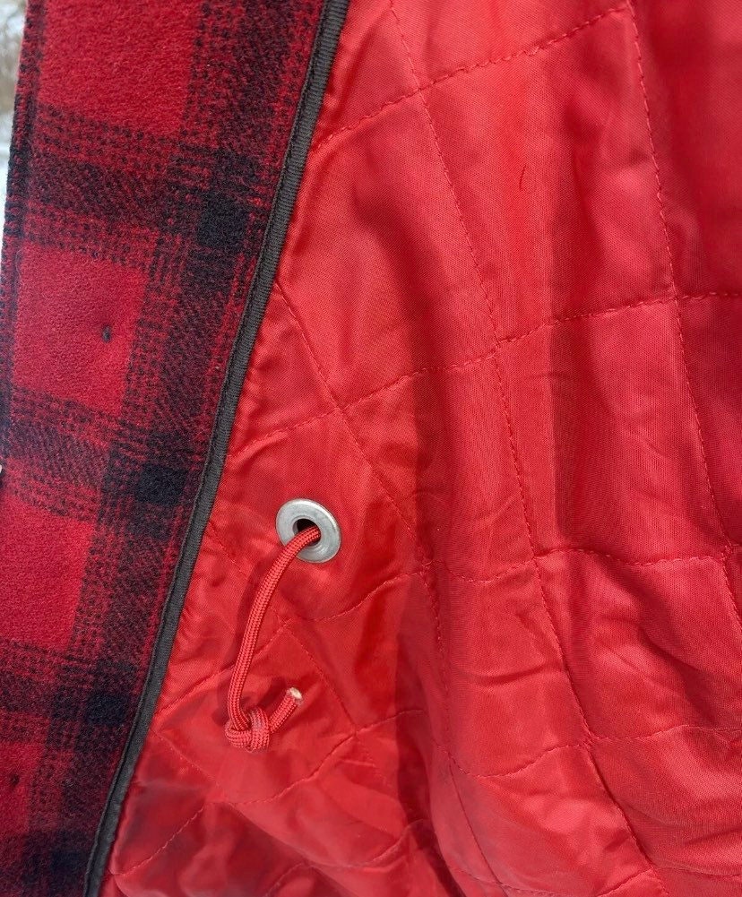 Woolrich Red Black Plaid Jacket Wool Mackinaw 1950s-1960s Woolrich Red Black Plaid Jacket Wool Mackinaw 1950s-1960s