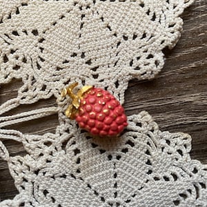 Tiny Raspberry Brooch - Pink and Gold - Just under 1&quot;