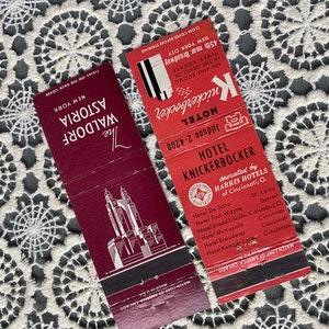 Hotel Knickerbocker & Waldorf Astoria | New York City 2 Vintage Matchbooks No Matches