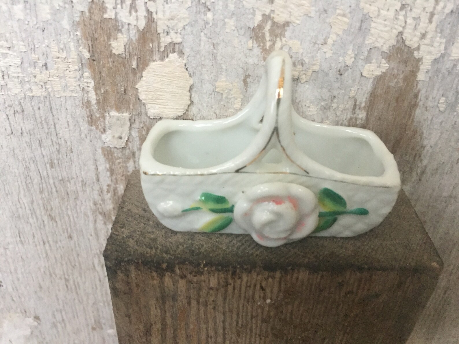 Small White Knick Knack Basket Made in Occupied Japan Late Etsy