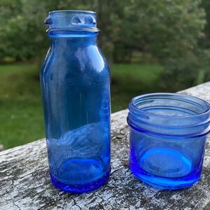 2 Light Blue Vintage Antique Glass Bottles | Includes Chipped Bromo Seltzer | Antique Bottles Apothecary Style Halloween | TLC NeedsCleaning