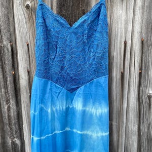 Vintage Slip, Hand-Dyed Blue | Vintage Upcycled Lacy Blue Slip | One of a Kind Slip Dress Underdress Festival Wear Unique Clothes