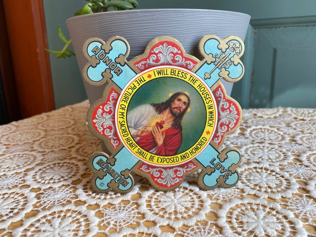 Vintage House Blessing Vintage Litho Hard Cardboard House Blessing Catholic Ephemera Central