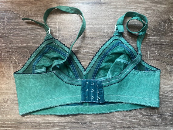 Green Vintage Bra Hand-dyed Forest Green Bra Tagged 36C 60s 70s