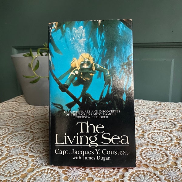 The Living Sea Captain Jacques Y. Cousteau Vintage Paperback | Vintage Paperback Books | Vtg Deep Sea