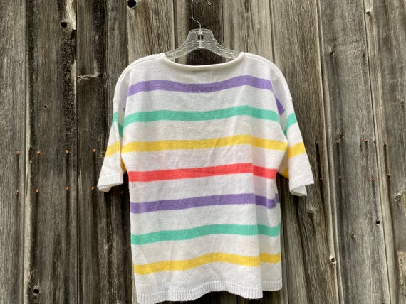 1980s 1990s Petite Pastel Rainbow White Vintage S… - image 1