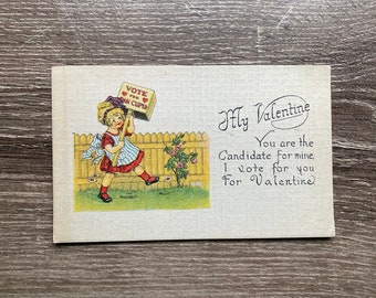 Suffrage/Voting My Valentine Post Card - One Antique Valentine Postcard Hearts Cupid Votes | 5.5" by 3.5"