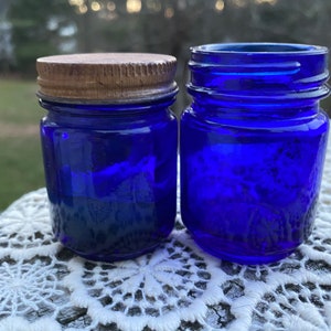 2 Cobalt Blue Vintage Antique Glass Bottles | Vick&#39;s etc. | Apothecary Style Halloween | TLC