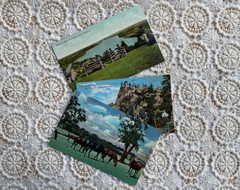 3 Various Vintage Post Cards with Country Scenes Vintage Paper Ephemera, Antique USED | Collage, Junk Journal