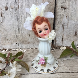 Art Doll Head Figure: One of a Kind Mixed Material Sleepy-Eye Doll Art Figurine | &quot;Ophelia&quot;