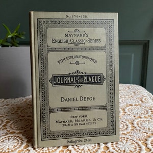 Journal of the Plague by Daniel Defoe - Light Green Hardcover Antique Pocket Book - Beautiful Shape - Maynard & Merrill Co.