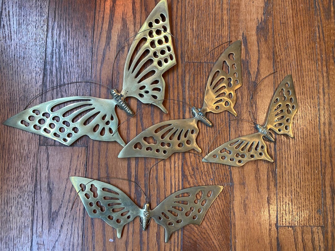 4 Piece Bronze Color Butterfly Wall Decor Vintage Butterfly Wall Decor