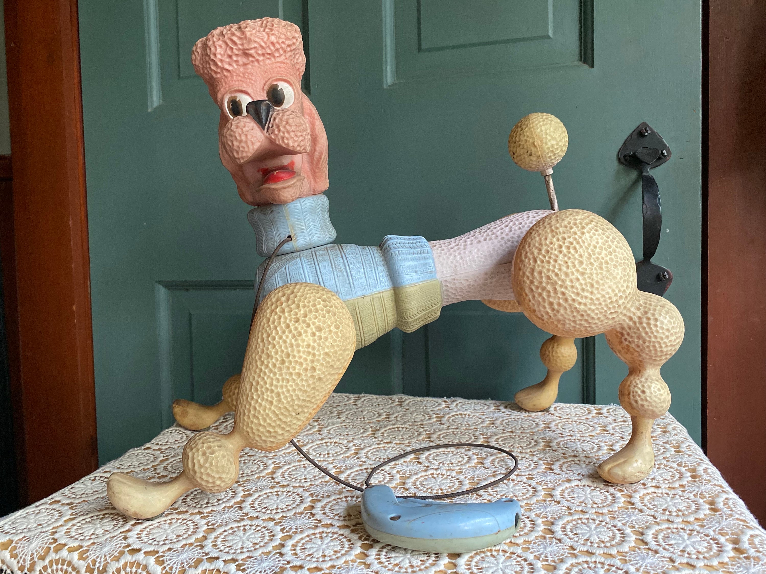 1963 Penny the Poodle Louis Marx & Co 1960s Pink Yellow Blue Dog