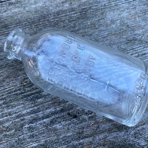 Effanbee Vintage Doll Glass Bottle (Bottle Only) • 3 1/4” Tall • Apothecary Clear Glass Vintage Oddities and Curiosities Curiosity Cabinet