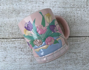 Pastel Pink Floral Mug by Otagiri | Baby Pink Flowers Curtis-Swann Inc | Japan