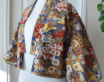 Veste Kimono Mordoré, fleurs et hérons