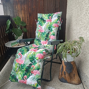 Water Resistant Patio Lounge Chair Cushion | Outdoor Chaise Pad | High Back Replacement cushion | Beach chair cushion |