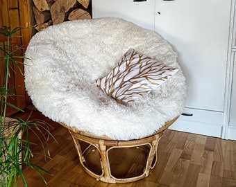 Kussenhoes voor Papasan | Machinewasbare papasan pluizige SLIPOVER met ritssluiting | Papasan Stoel Shaggy KUSSENSLOOP | Ronde kussenhoes