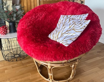 Fluffy Cushion Slipcover | Pillow COVER  for Papasan Chair | Papasan Pillowcase ONLY | Papasan Chair Shaggy Pillowcase | Swing Cover