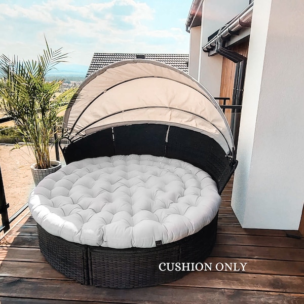 Coussin de salon Sun Island | Coussin d'assise rond pour chaise longue | Oreiller rond résistant à l'eau pour terrasse de jardin | Coussin pour chaise longue de jardin