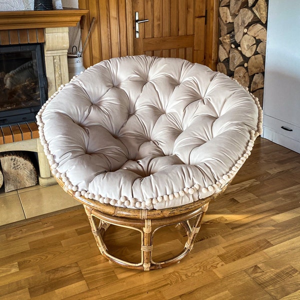 Fluwelen Rond Papasan Kussen met kwastjes | ALLEEN KUSSEN | Boho Papasan-kussen | Luxe rond kussen | Verschillende kleuren en maten