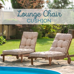 Coussin d'extérieur avec attaches pour chaise longue de patio | Coussin pour chaise longue de piscine inclinable | Coussin rembourré de rechange antidérapant pour l'extérieur