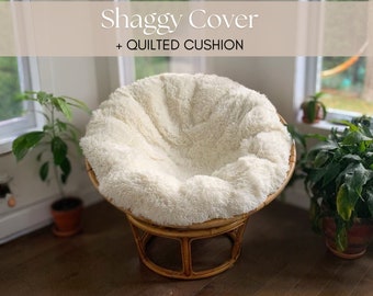 Fodera rotonda e soffice sfoderabile + cuscino in velluto per sedia papasan in rattan, misure personalizzate / COLORI / cuscino per sedia papasan e sedia sospesa
