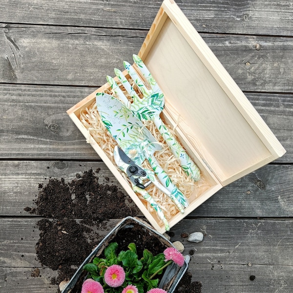 Gartenhelfer Set mit Blumenmuster | Handwerkzeug Geschenkset | Outdoor Gartenarbeit Verpflanzungswerkzeuge für Gärtner | Geschenk zum Muttertag