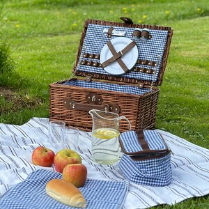 Personalized Honey Picnic Basket Set for 2 , Willow Hamper with ...