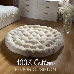 Cotton floor cushion seating - Custom Floor Cushion - Natural Reading Nook cushion - large floor cushion - floor couch sofa