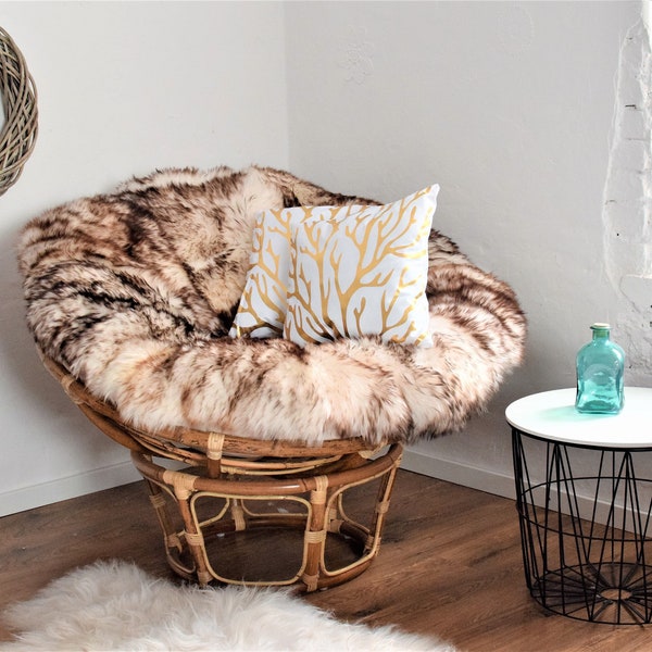 Real Sheepskin Cushion Cover For Papasan Chair Sheepskin SLIPCCOVER | Luxurious Soft Fluffy Cushion Cover| Shaggy Papasan Cushion Pillowcase