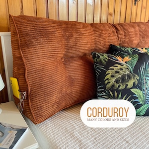 Headboard Pillow Corduroy  - Long Backrest Cushion -  king headboard Cushion - queen headboard - long bed pillow