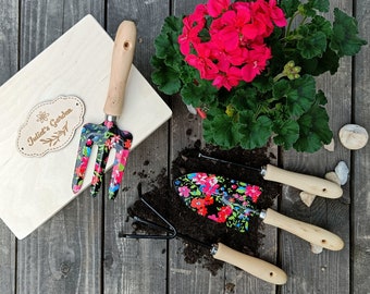 Personalisierte Gartengeräte SET | Individuelles Blumen Garten Set |Garten Geschenke für Frauen Geburtstag |Geschenk zum Muttertag| Edelstahl