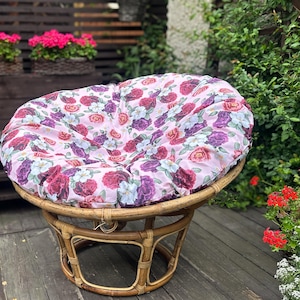Waterproof Zippered Cushion SLIPCOVER | Outdoor Papasan Cover ONLY |Machine Washable Outdoor Pillowcase for Papasan Cushion|Round Pillowcase