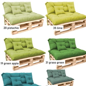 Green Outdoor Cushions Set Pallet Cushions Set Outdoor Cushions for pallet furniture Patio Cushions Lime bench cushions Custom Size image 1